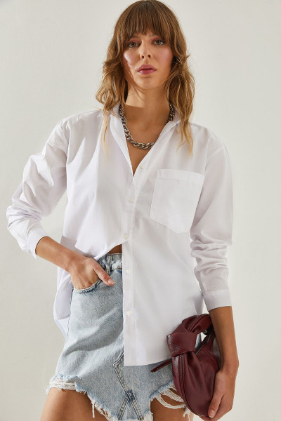 Kadın Tek Cepli Fit Kesim Basic Gömlek 60251350