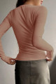 Kadın Somon Düğme Detaylı Patlı Düğmeli Bisiklet Yaka Uzun Kollu Fitilli Kaşkorse Bluz Body Kadın Somon Düğme Detaylı Patlı Düğmeli Bisiklet Yaka Uzun Kollu Fitilli Kaşkorse Bluz Body