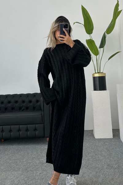 SİYAH OVERSİZE MODEL TRİKO ELBİSE SİYAH OVERSİZE MODEL TRİKO ELBİSE