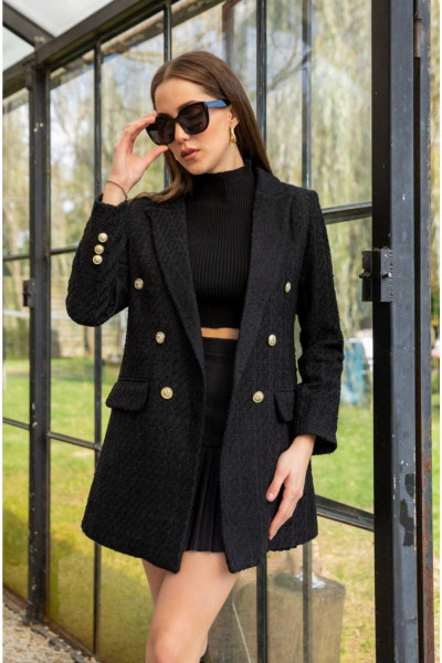 Tuvit Blazer Ceket Siyah Astarlı Önden Düğmeli Tuvit Blazer Ceket Siyah Astarlı Önden Düğmeli