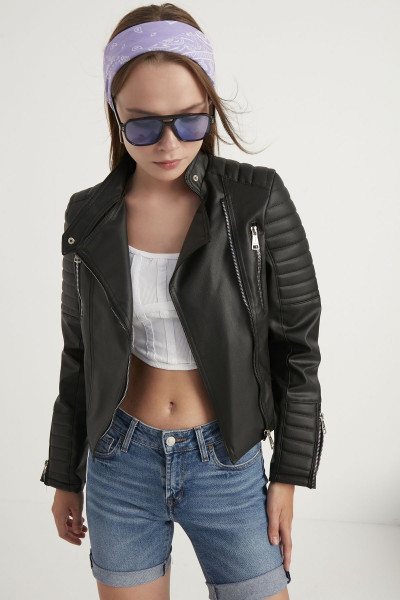 Koçaklar Kadın Siyah Deri Mont Mont Koçaklar Kadın Siyah Deri Mont Mont