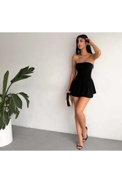 Kadın Straplez Şortlu Sandy Astarlı Mini Elbise Kadın Straplez Şortlu Sandy Astarlı Mini Elbise