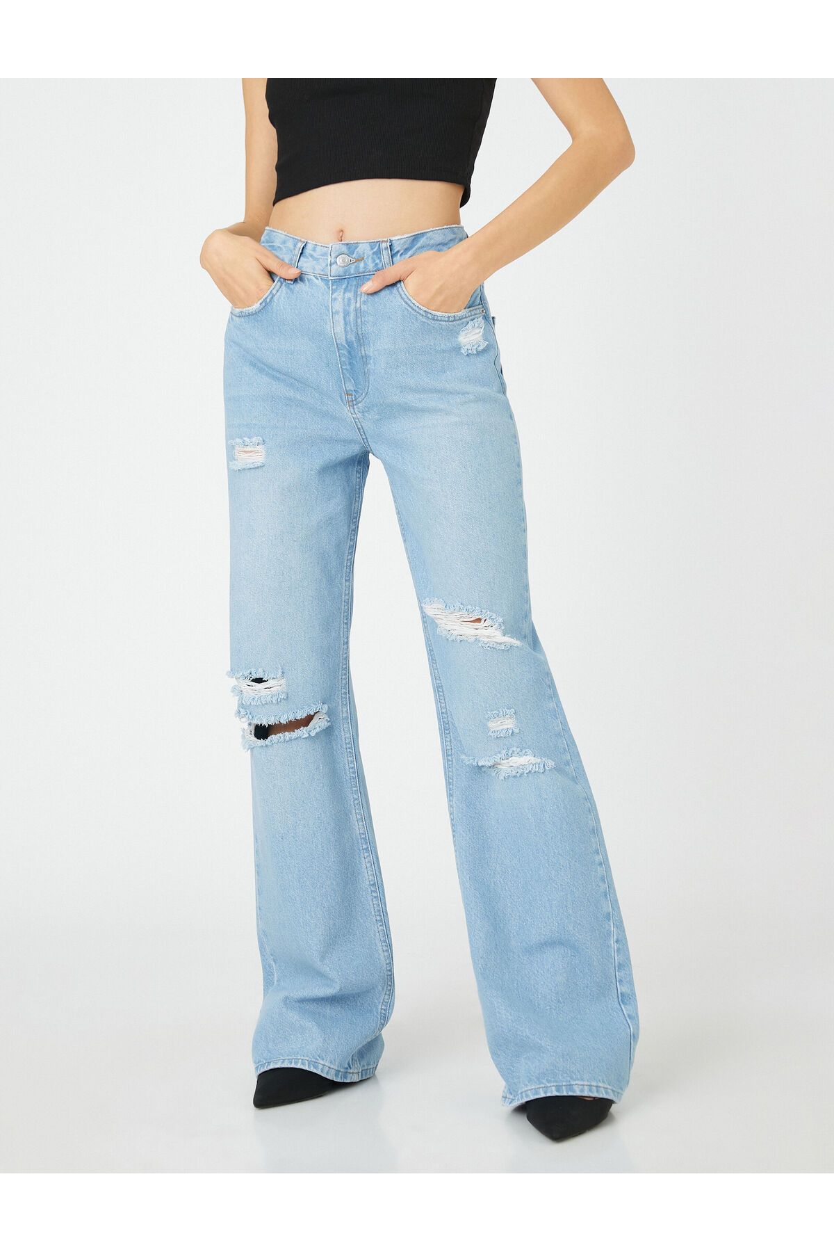 Straight Jean Kot Pantolon Rahat Kesim Yüksek Bel Geniş Paça - Bianca Jean Straight Jean Kot Pantolon Rahat Kesim Yüksek Bel Geniş Paça - Bianca Jean