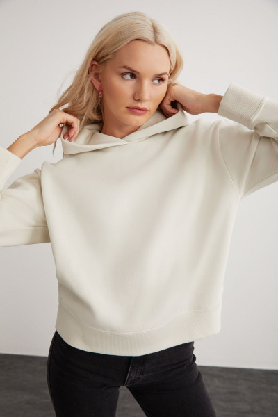 Kemberly Kadın Kapüşonlu Relaxed Kalıp Basic Beyaz Sweatshirt Kemberly Kadın Kapüşonlu Relaxed Kalıp Basic Beyaz Sweatshirt