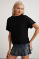 Lottıe Kadın %100 Organik Pamuklu Regular Kalıp Bisiklet Yaka Basic Kısa Kollu Siyah T-shirt Lottıe Kadın %100 Organik Pamuklu Regular Kalıp Bisiklet Yaka Basic Kısa Kollu Siyah T-shirt
