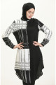 Viskon Emprime Tunik 2556-01 Siyah Beyaz Viskon Emprime Tunik 2556-01 Siyah Beyaz