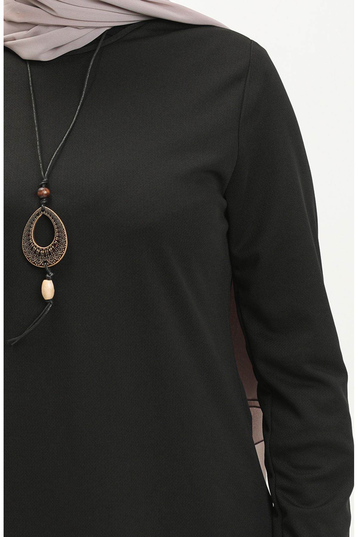 Kolyeli Tunik Pantolon İkili Takım 0704-07 Siyah Kolyeli Tunik Pantolon İkili Takım 0704-07 Siyah