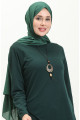Kolyeli Tunik Pantolon İkili Takım 0704-01 Zümrüt Yeşili Kolyeli Tunik Pantolon İkili Takım 0704-01 Zümrüt Yeşili