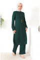 Kolyeli Tunik Pantolon İkili Takım 8585-05 Zümrüt Yeşili Kolyeli Tunik Pantolon İkili Takım 8585-05 Zümrüt Yeşili