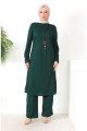 Kolyeli Tunik Pantolon İkili Takım 8585-05 Zümrüt Yeşili Kolyeli Tunik Pantolon İkili Takım 8585-05 Zümrüt Yeşili