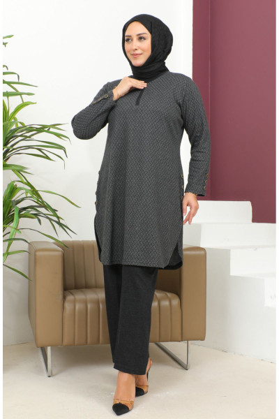 Vako Desen Tunik Pantolon İkili Takım 2692C-01 Siyah Vako Desen Tunik Pantolon İkili Takım 2692C-01 Siyah