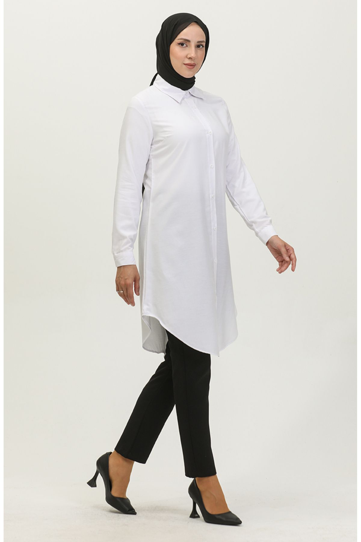 Viskon Düğmeli Tunik 6110-04 Beyaz Viskon Düğmeli Tunik 6110-04 Beyaz