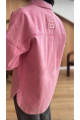 Oversize Yıkamalı Pembe Armalı Kot Gömlek Ceket Oversize Yıkamalı Pembe Armalı Kot Gömlek Ceket