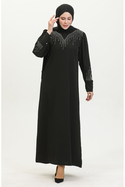 Taş Baskılı Elbise 0406-02 Siyah Taş Baskılı Elbise 0406-02 Siyah