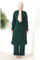 Kolyeli Tunik Pantolon İkili Takım 8585-05 Zümrüt Yeşili Kolyeli Tunik Pantolon İkili Takım 8585-05 Zümrüt Yeşili