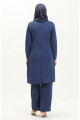 Kolyeli Tunik Pantolon İkili Takım 0704-10 İndigo Kolyeli Tunik Pantolon İkili Takım 0704-10 İndigo