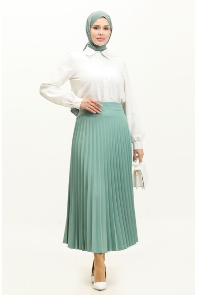 Piliseli Etek 2249-06 Su Yeşili