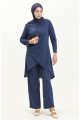 Kolyeli Tunik Pantolon İkili Takım 0704-10 İndigo Kolyeli Tunik Pantolon İkili Takım 0704-10 İndigo