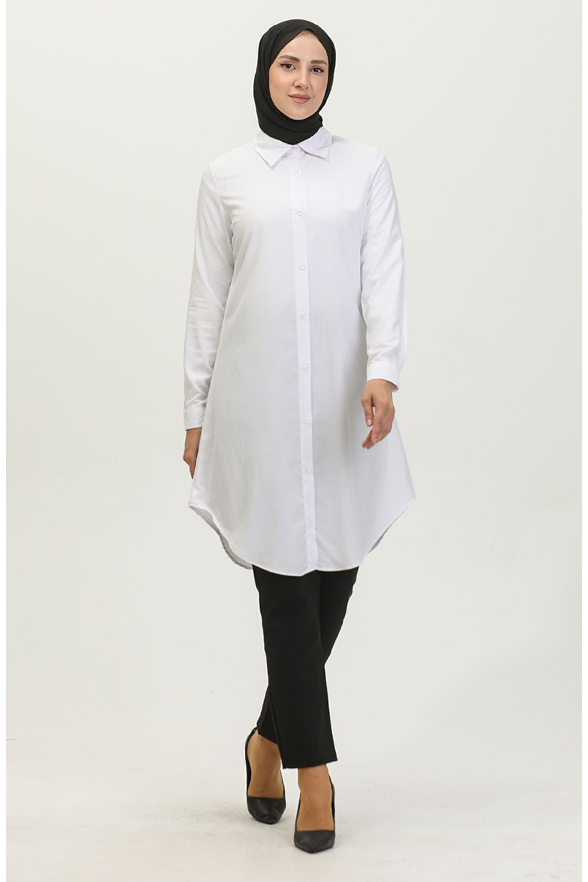Viskon Düğmeli Tunik 6110-04 Beyaz Viskon Düğmeli Tunik 6110-04 Beyaz