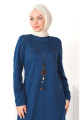 Kolyeli Tunik Pantolon İkili Takım 8585-09 İndigo Kolyeli Tunik Pantolon İkili Takım 8585-09 İndigo