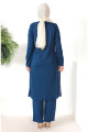 Kolyeli Tunik Pantolon İkili Takım 8585-09 İndigo Kolyeli Tunik Pantolon İkili Takım 8585-09 İndigo