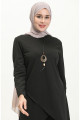 Kolyeli Tunik Pantolon İkili Takım 0704-07 Siyah Kolyeli Tunik Pantolon İkili Takım 0704-07 Siyah