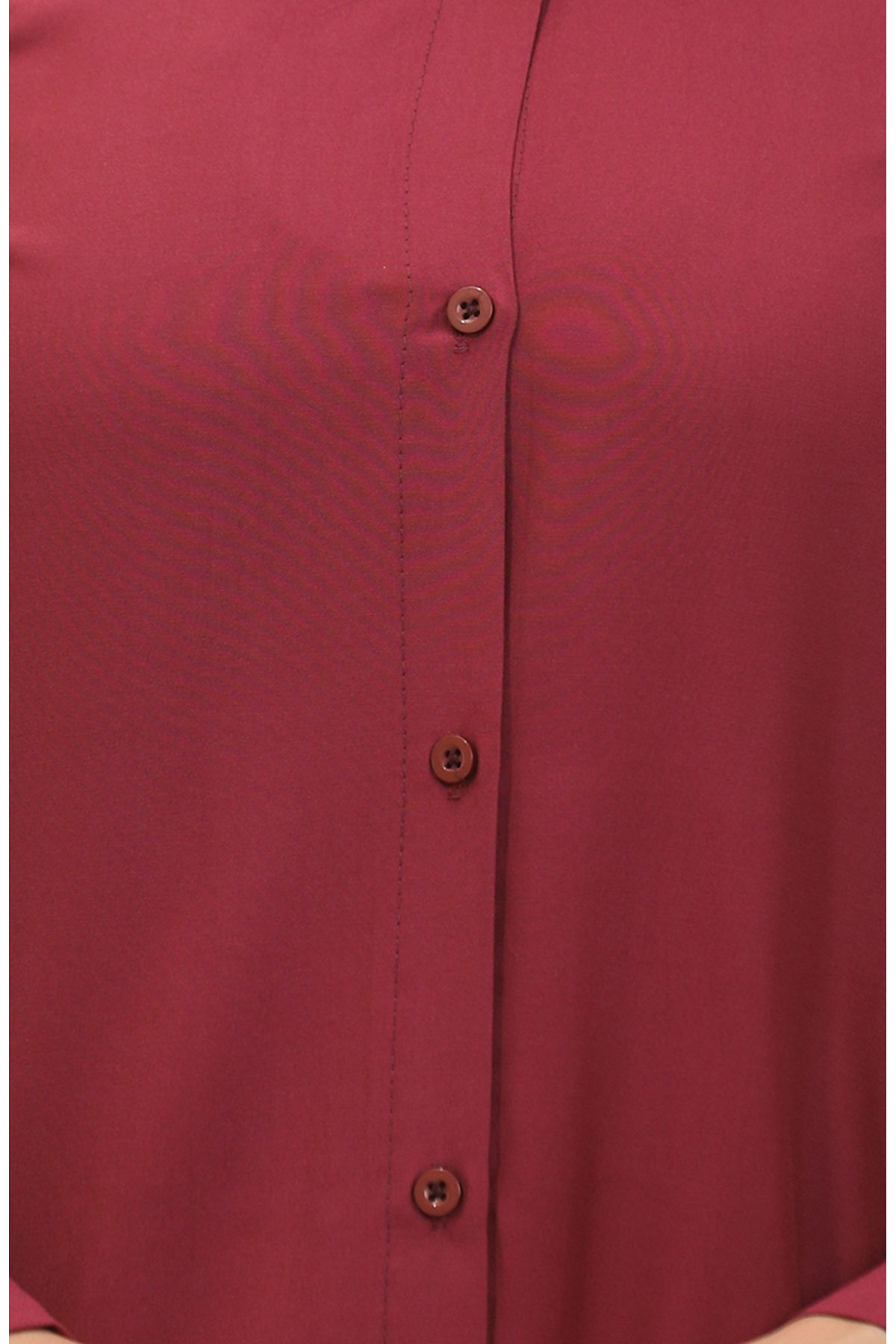 Viskon Düğmeli Tunik 6110-03 Bordo Viskon Düğmeli Tunik 6110-03 Bordo