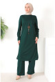Kolyeli Tunik Pantolon İkili Takım 8585-05 Zümrüt Yeşili Kolyeli Tunik Pantolon İkili Takım 8585-05 Zümrüt Yeşili