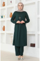Kolyeli Tunik Pantolon İkili Takım 0580-08 Zümrüt Yeşili Kolyeli Tunik Pantolon İkili Takım 0580-08 Zümrüt Yeşili