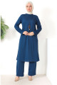 Kolyeli Tunik Pantolon İkili Takım 8585-09 İndigo Kolyeli Tunik Pantolon İkili Takım 8585-09 İndigo