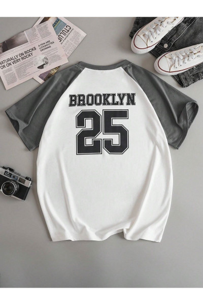 Unisex Brooklyn 25 Baskılı Reglan Kol Oversize T-shirt Unisex Brooklyn 25 Baskılı Reglan Kol Oversize T-shirt
