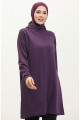 Kapüşonlu Mevsimlik Sade Tunik 8665-02 Mürdüm Kapüşonlu Mevsimlik Sade Tunik 8665-02 Mürdüm