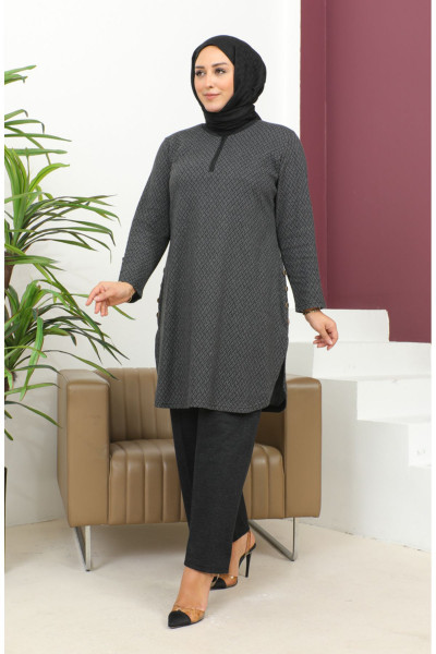 Vako Desen Tunik Pantolon İkili Takım 2692C-01 Siyah Vako Desen Tunik Pantolon İkili Takım 2692C-01 Siyah