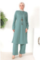 Kolyeli Tunik Pantolon İkili Takım 8585-03 Çağla Yeşili Kolyeli Tunik Pantolon İkili Takım 8585-03 Çağla Yeşili