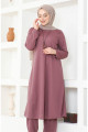 Kolyeli Tunik Pantolon İkili Takım 0580-07 Lila Kolyeli Tunik Pantolon İkili Takım 0580-07 Lila