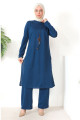Kolyeli Tunik Pantolon İkili Takım 8585-09 İndigo Kolyeli Tunik Pantolon İkili Takım 8585-09 İndigo