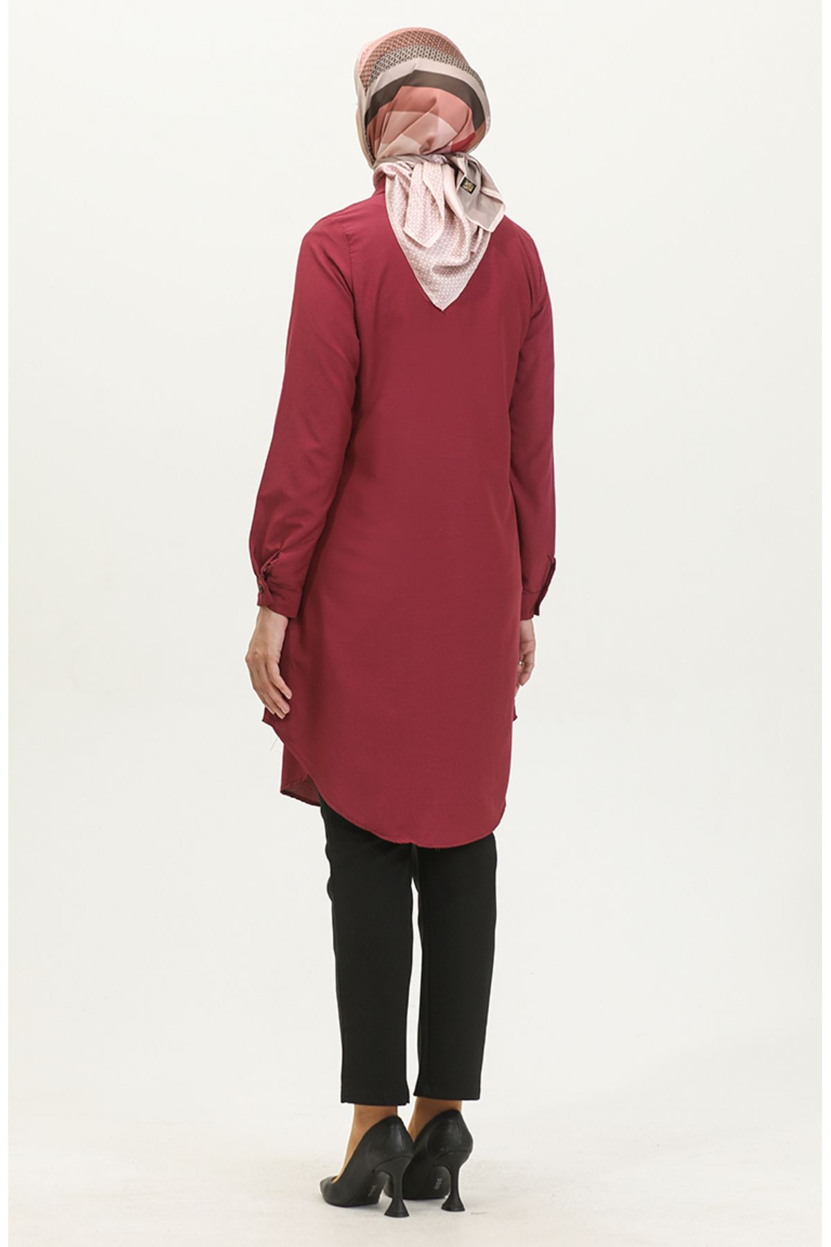 Viskon Düğmeli Tunik 6110-03 Bordo Viskon Düğmeli Tunik 6110-03 Bordo
