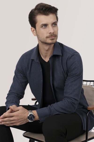 Lacivert Düz Oduncu Slimfit Hediye Kutulu Gömlek Lacivert Düz Oduncu Slimfit Hediye Kutulu Gömlek