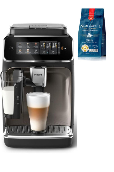 LatteGo Espresso Makinesi, 3300 Serisi, SilentBrew Teknolojisi, 1 Kg Çekirdek Kahve Hediye LatteGo Espresso Makinesi, 3300 Serisi, SilentBrew Teknolojisi, 1 Kg Çekirdek Kahve Hediye