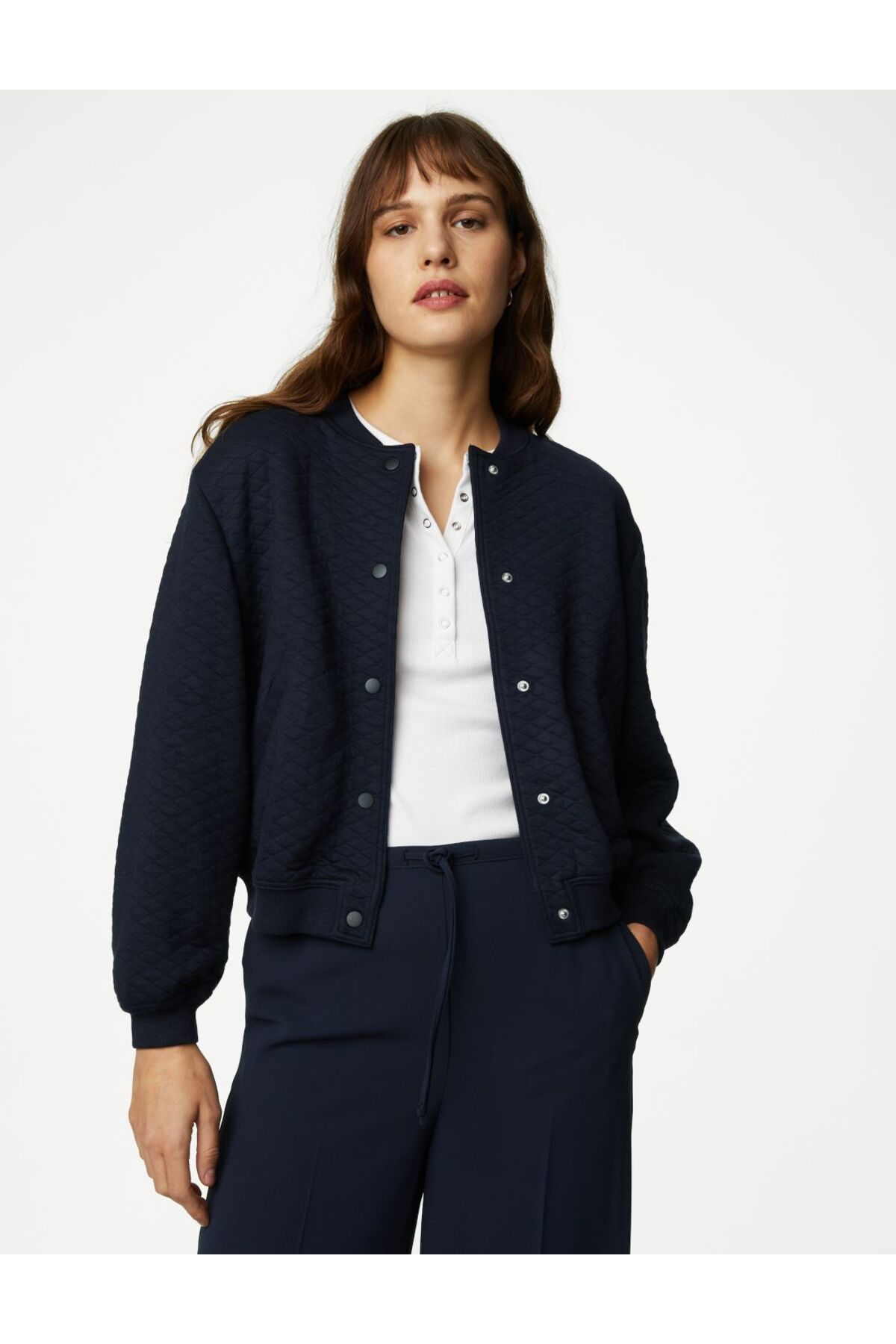 Regular Fit Örme Kapitone Bomber Ceket Regular Fit Örme Kapitone Bomber Ceket