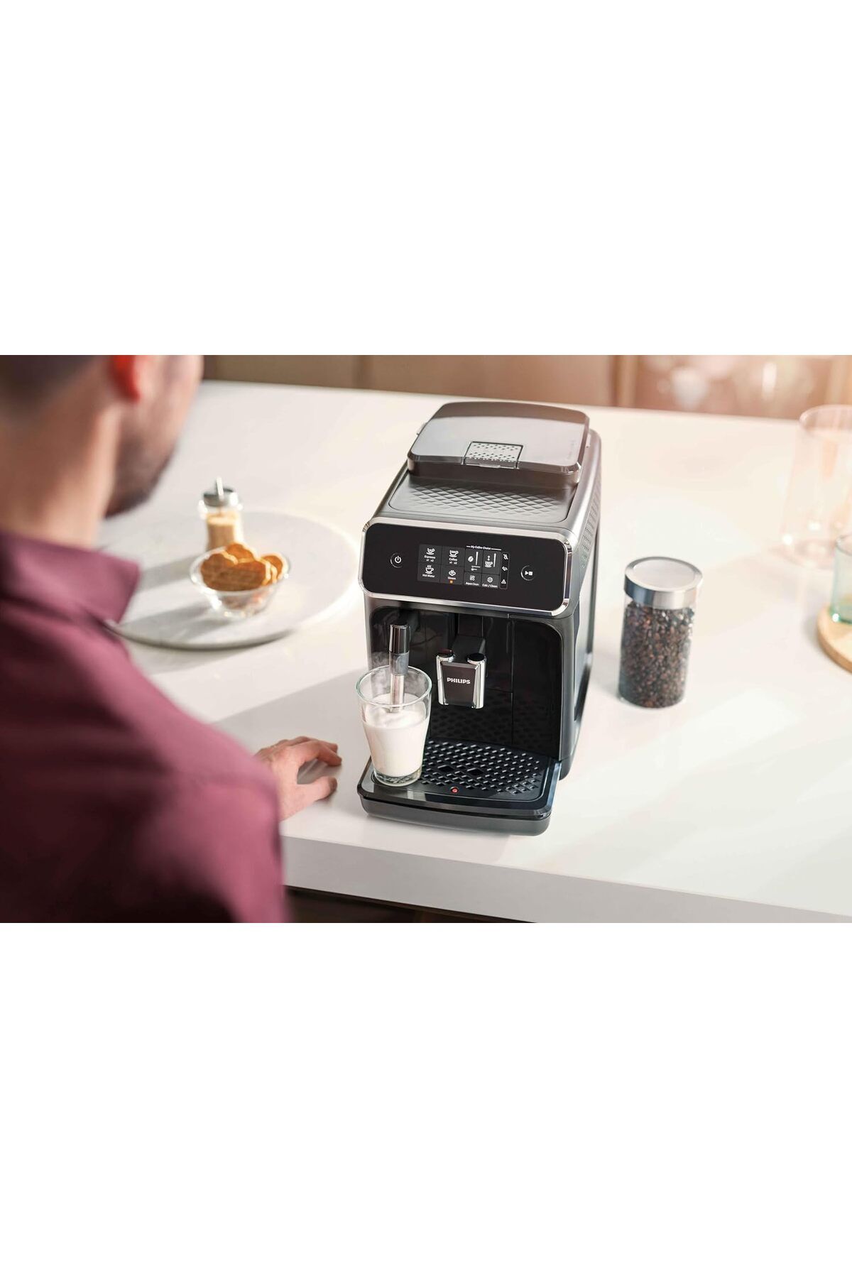 Tam Otomatik Espresso Makinası, 1.8 L Kapasite, Zamanlayıcı, 1 KG Çekirdek Kahve Hediyeli Tam Otomatik Espresso Makinası, 1.8 L Kapasite, Zamanlayıcı, 1 KG Çekirdek Kahve Hediyeli