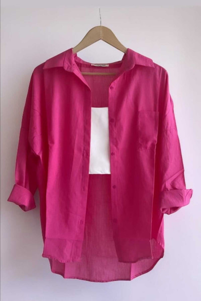 Oversize Keten Dokulu %100 Pamuk Tek Cepli Salaş Gömlek BB-KU3435 Oversize Keten Dokulu %100 Pamuk Tek Cepli Salaş Gömlek BB-KU3435