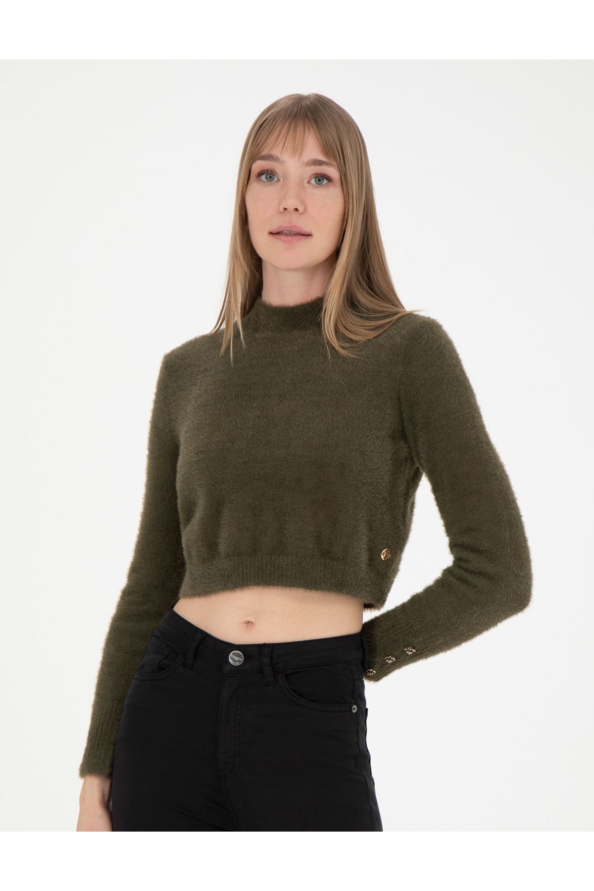 Kahverengi Crop Top Kazak 50276229-VR238 Kahverengi Crop Top Kazak 50276229-VR238