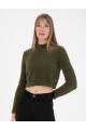 Kahverengi Crop Top Kazak 50276229-VR238 Kahverengi Crop Top Kazak 50276229-VR238