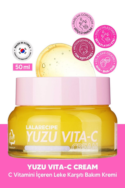 %67,8 Yuzu İçeren Aydınlatıcı Bakım Kremi LALARECIPE Yuzu Vita-C Cream %67,8 Yuzu İçeren Aydınlatıcı Bakım Kremi LALARECIPE Yuzu Vita-C Cream