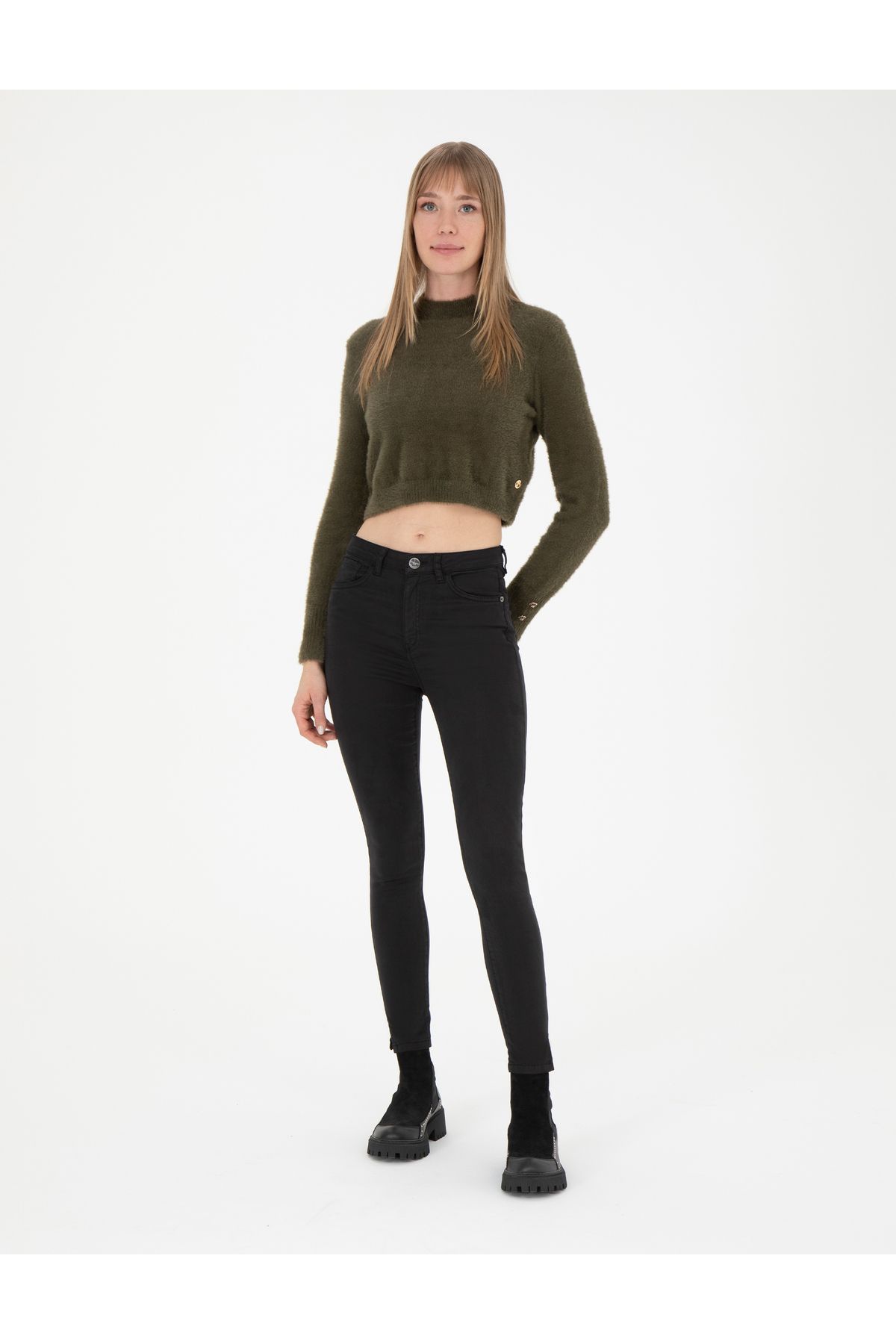 Kahverengi Crop Top Kazak 50276229-VR238 Kahverengi Crop Top Kazak 50276229-VR238