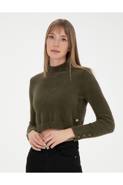 Kahverengi Crop Top Kazak 50276229-VR238 Kahverengi Crop Top Kazak 50276229-VR238