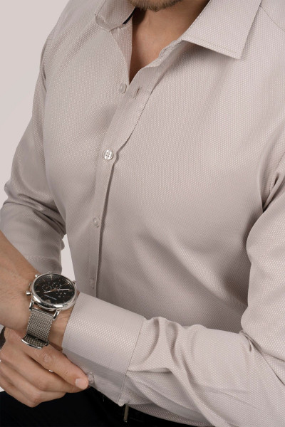 Sütlü Kahve Slimfit Hediye Kutulu Erkek Gömlek