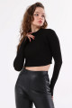 Siyah Dik Yaka Uzun Kollu Crop Bluz Siyah Dik Yaka Uzun Kollu Crop Bluz
