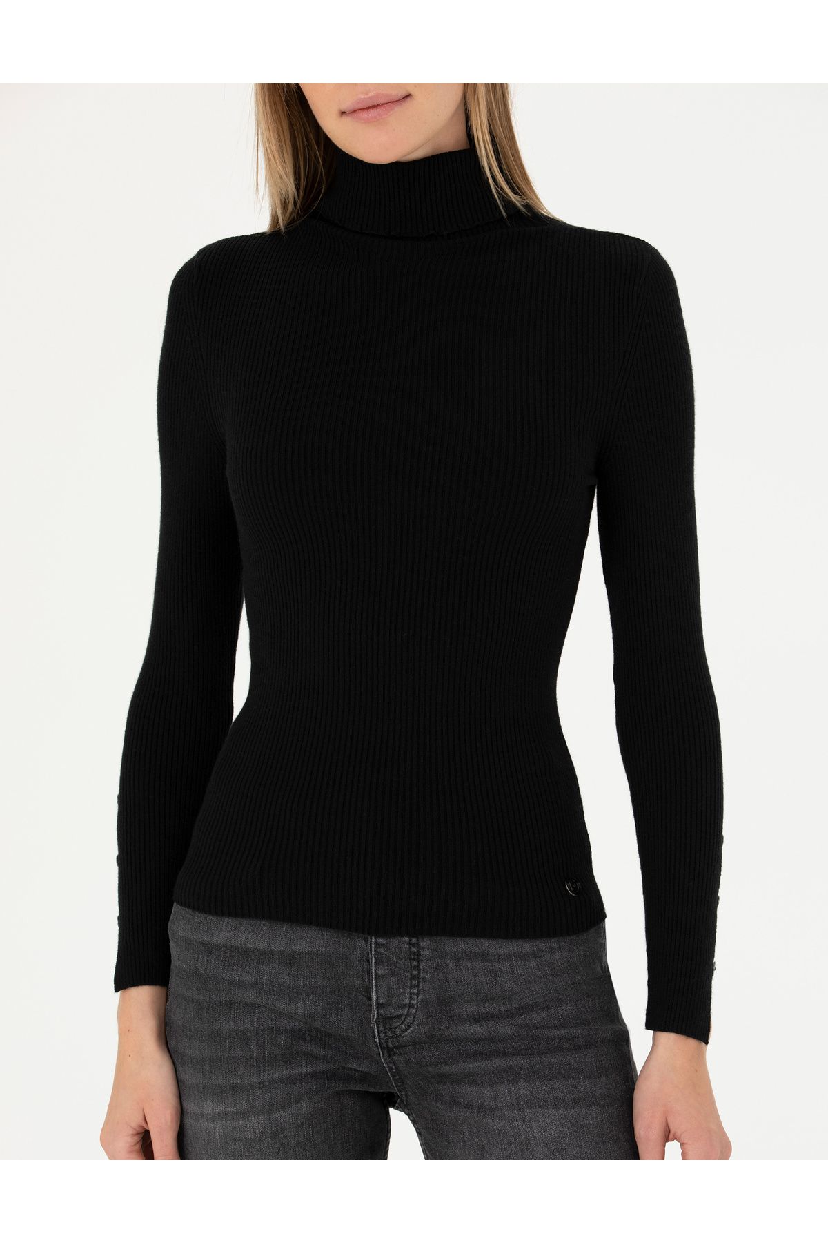 Siyah Ex. Slim Fit Balıkçı Yaka Kazak 50276230-VR046